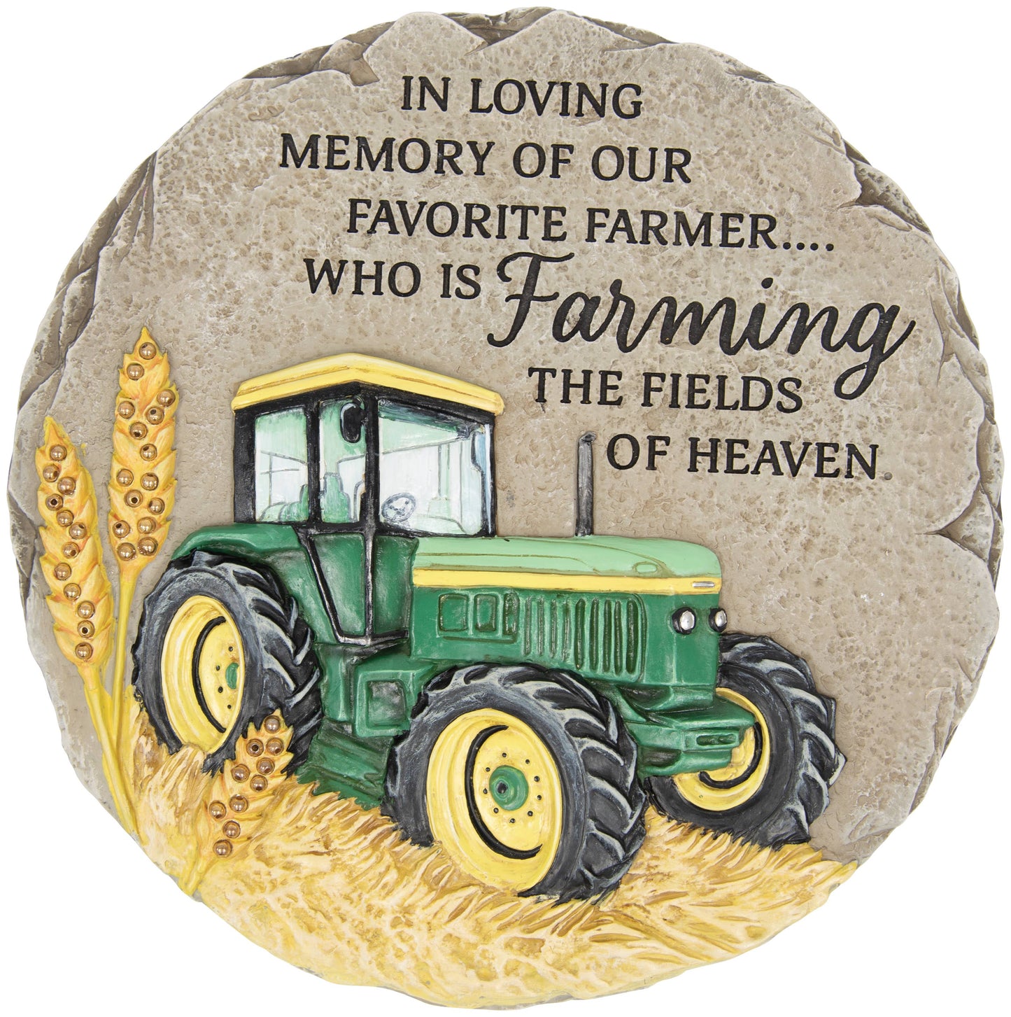 "Farming the Fields" Beadwork Garden Stone