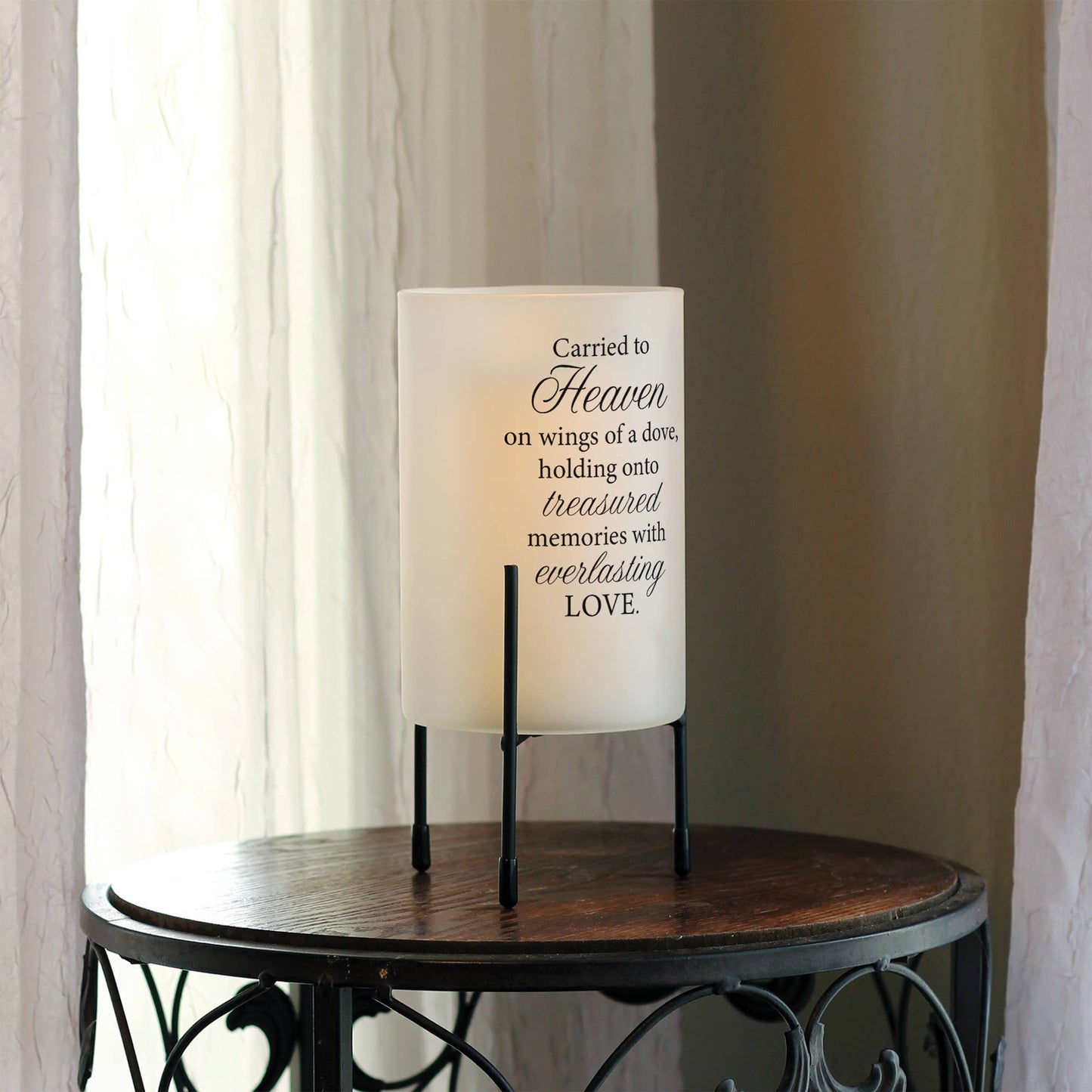CARRIED TO HEAVEN ON WINGS candle stand