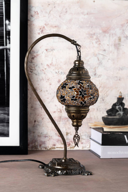 Swan Neck Mosaic Lamp: Ecru Snow Flakes